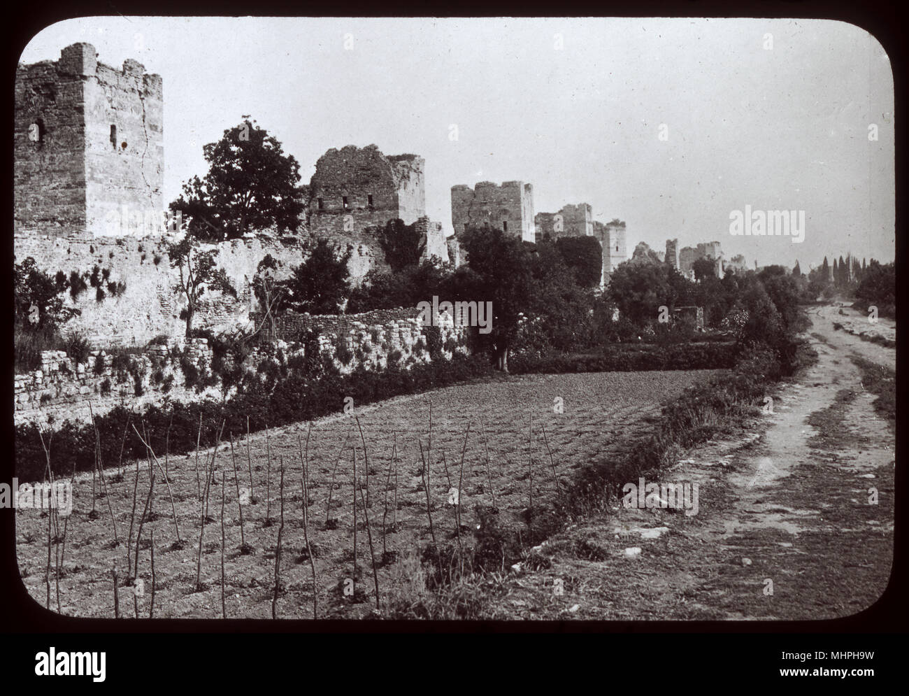 Defensive theodosianische Mauern von Istanbul, Türkei Stockfoto