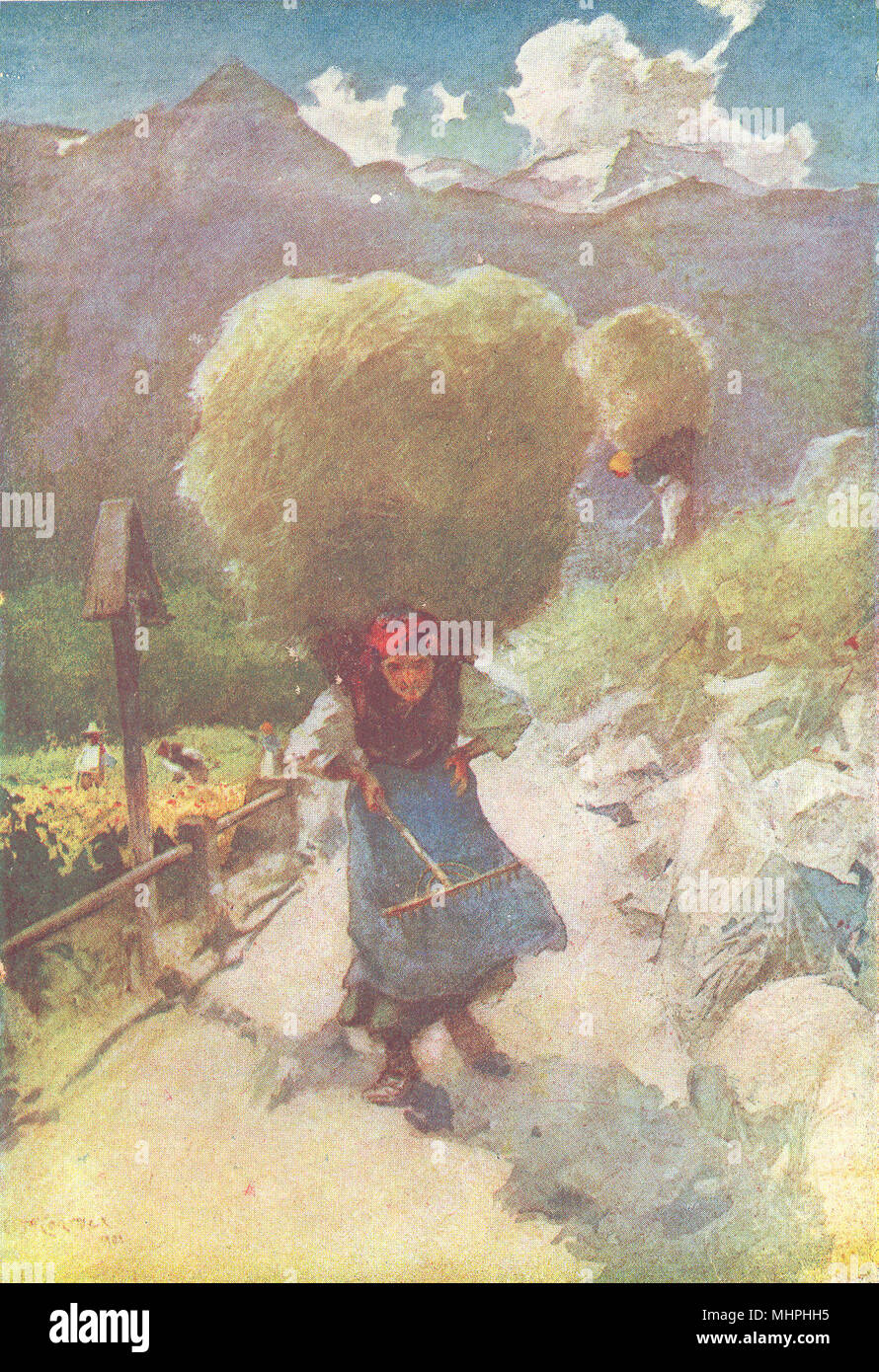 Die Schweiz. Eine Bäuerin 1917 alte antike vintage Bild drucken Stockfoto