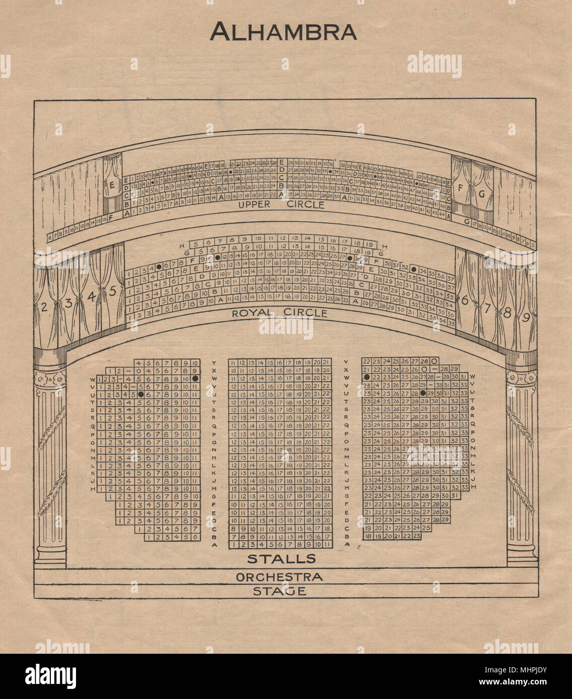 ALHAMBRA THEATER. Vintage Sitzplan. Im Londoner West End. Leicester