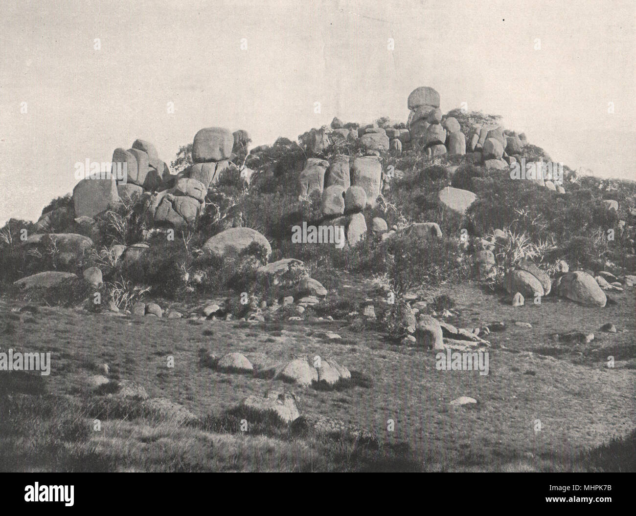 Buffalo Berge. Big Gun Hill nach Osten. Victoria, Australien. 1908 Drucken Stockfoto
