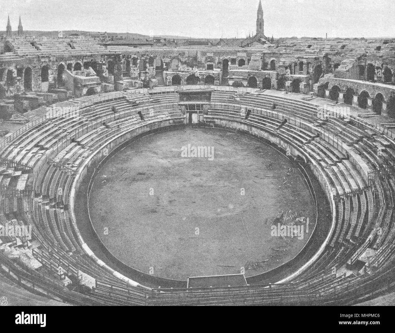 GARD. Arènes de Nîmes 1902 alte antike vintage Bild drucken Stockfoto