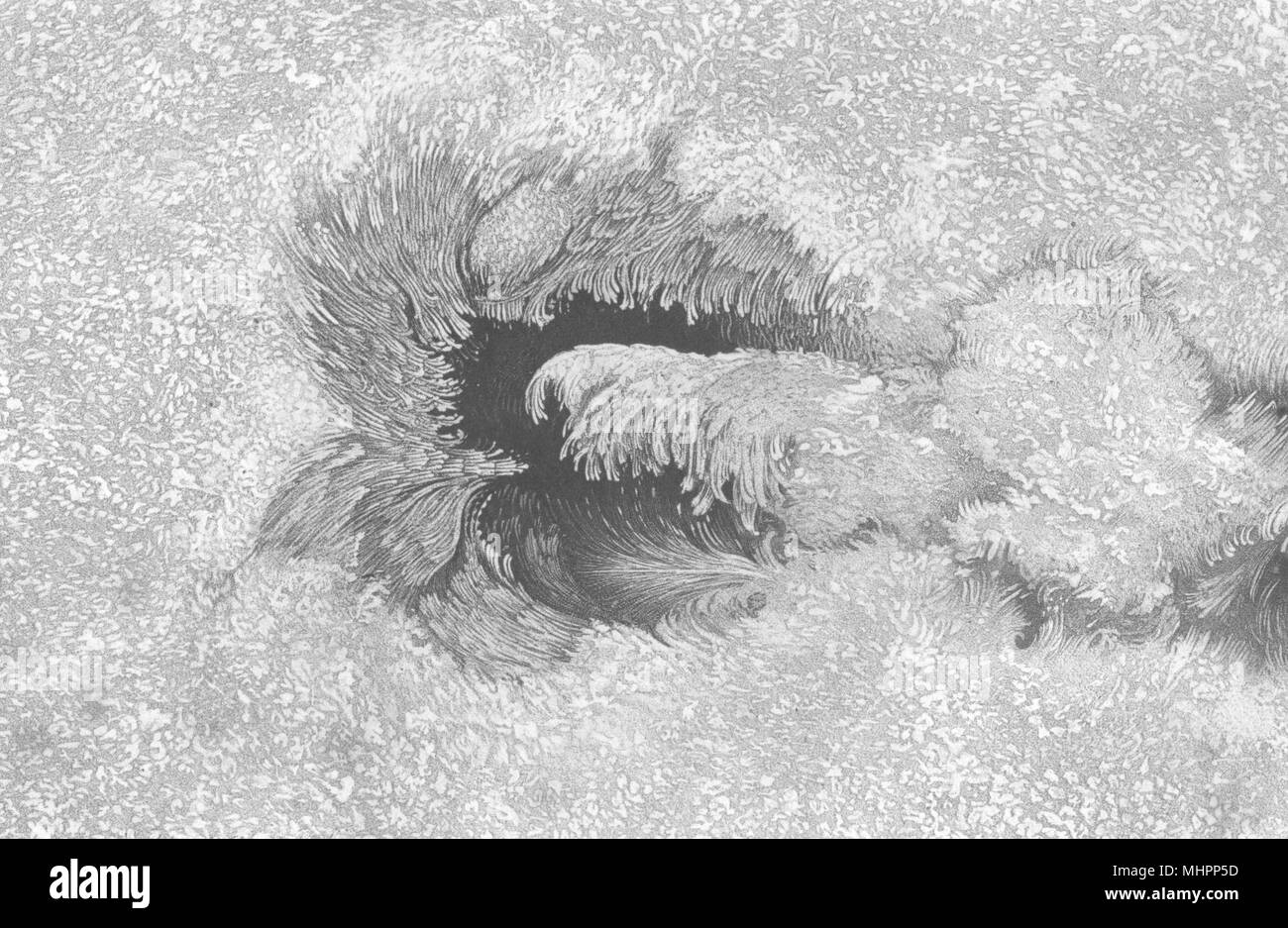 Die Astronomie. Sun Spots. Sonnenfleck Struktur; Core&penumbra Filamente 1877 Drucken Stockfoto