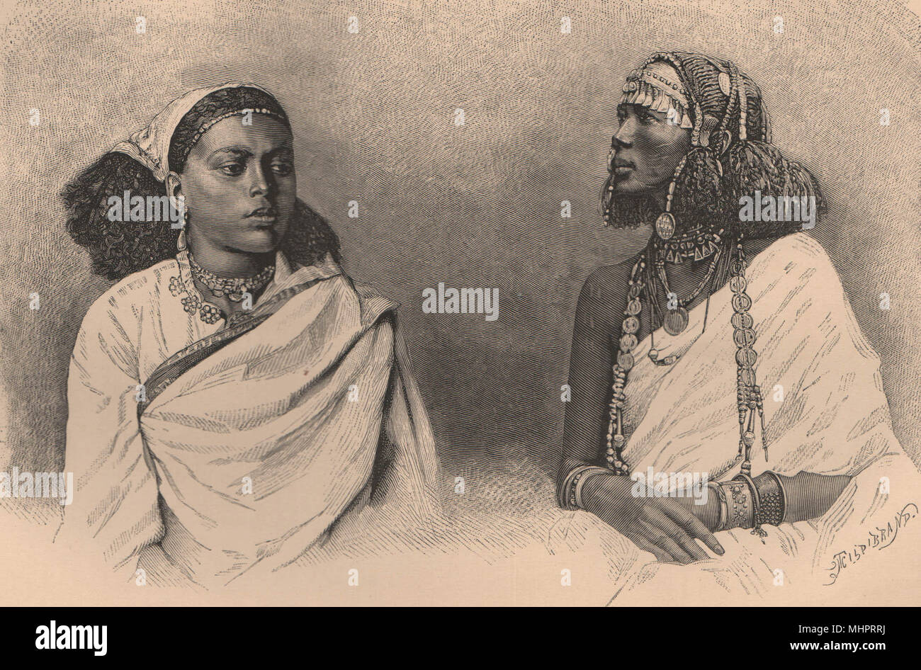 Shaikieh Arabischen und Äthiopische Sklavinnen in Khartum. Sudan 1885 alten Drucken Stockfoto