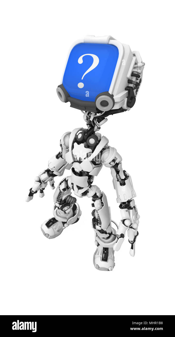 Kleine 3d-Roboter Abbildung, über Weiß, isoliert Stockfoto