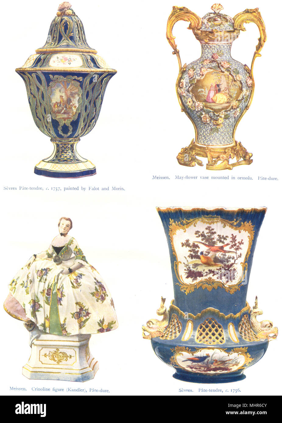 Keramik. Sèvres; Pastete - tendre Dure 1756, Falot Morin; Meissen; Goldblech; Krinoline 1910 Stockfoto