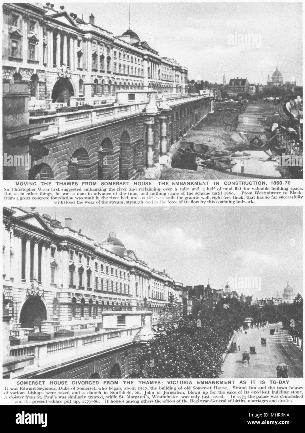 SOMERSET HOUSE. Themse. Victioria Damm gebaut. 1860 - 70 1926 Drucken Stockfoto