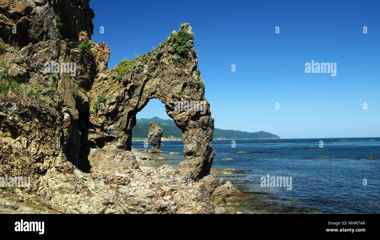 Kap Velikan Riese, Natur Skulptur, Sakhalin Insel Russland Stockfoto