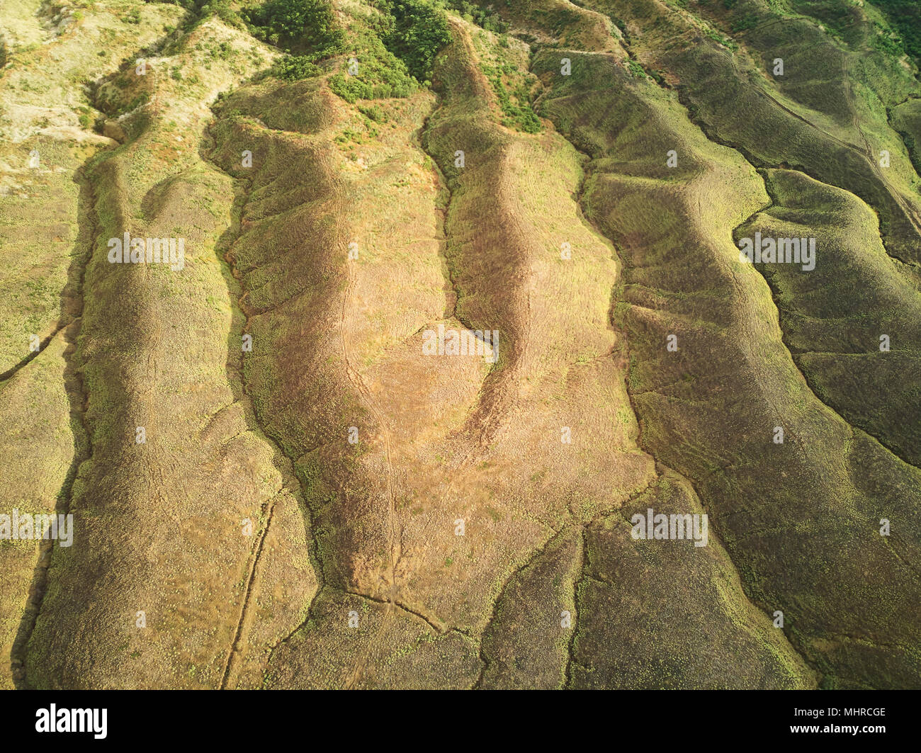 Landschaft mit grünen Hügeln Antenne drone Ansicht Stockfoto