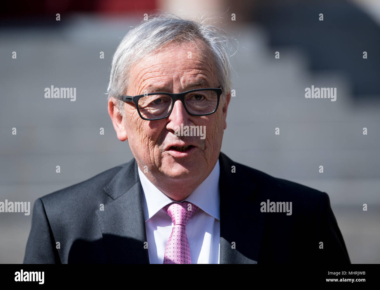 03. Mai 2018, Belgien, Brüssel: Europäische Kommission Präsident Jean-Claude Juncker kommt für eine Kabinettssitzung in der Bayerischen Vertretung. Foto: Sven Hoppe/dpa Stockfoto