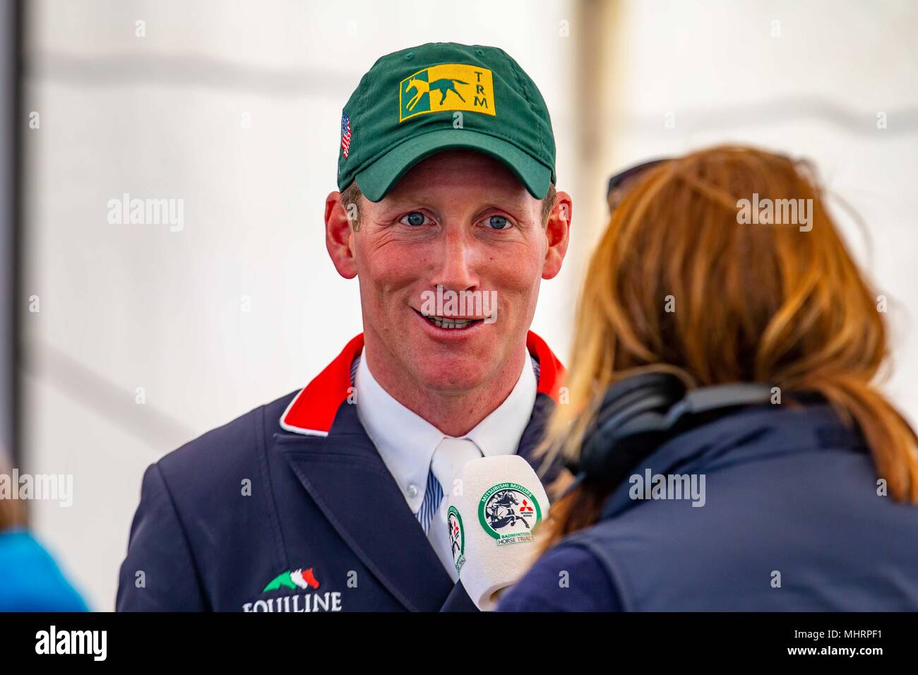 Gloucestershire, Vereinigtes Königreich. 3. Mai, 2018. Oliver Townend. Interview. Morgen Dressur. Mitsubishi Badminton Horse Trials. Badminton. UK. {03}/{05}/{2018}. Credit: Sport in Bildern/Alamy leben Nachrichten Stockfoto