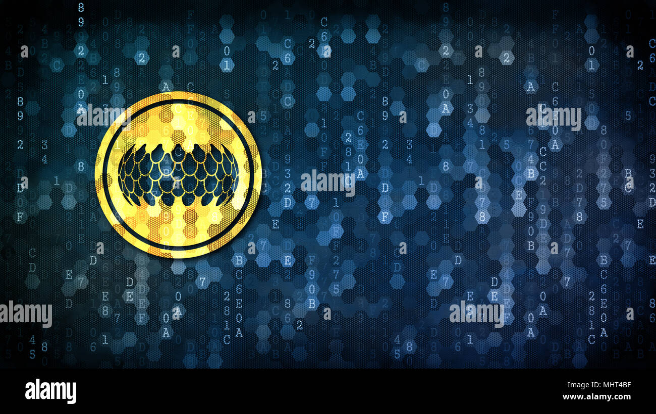Sirin Token-Logol auf digitalen Hintergrund. Stockfoto
