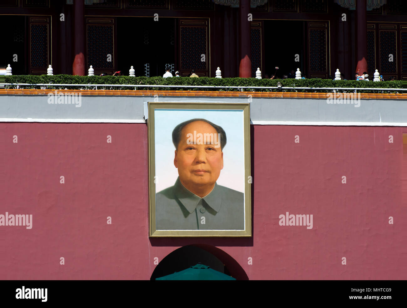 Das Bild von Mao Zedong auf dem Tiananmen-platz Turm Stockfoto