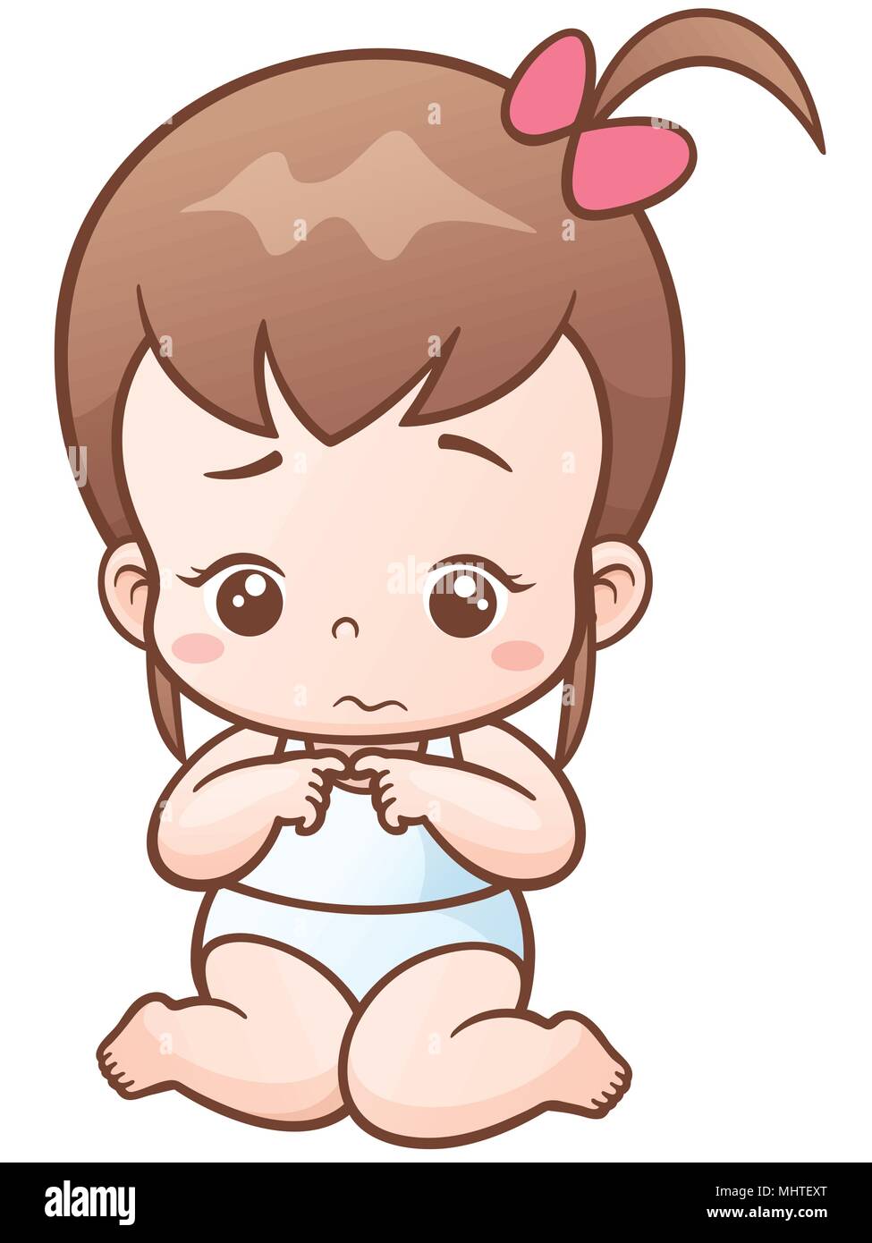 Vector Illustration von Cartoon Baby Mädchen traurig
