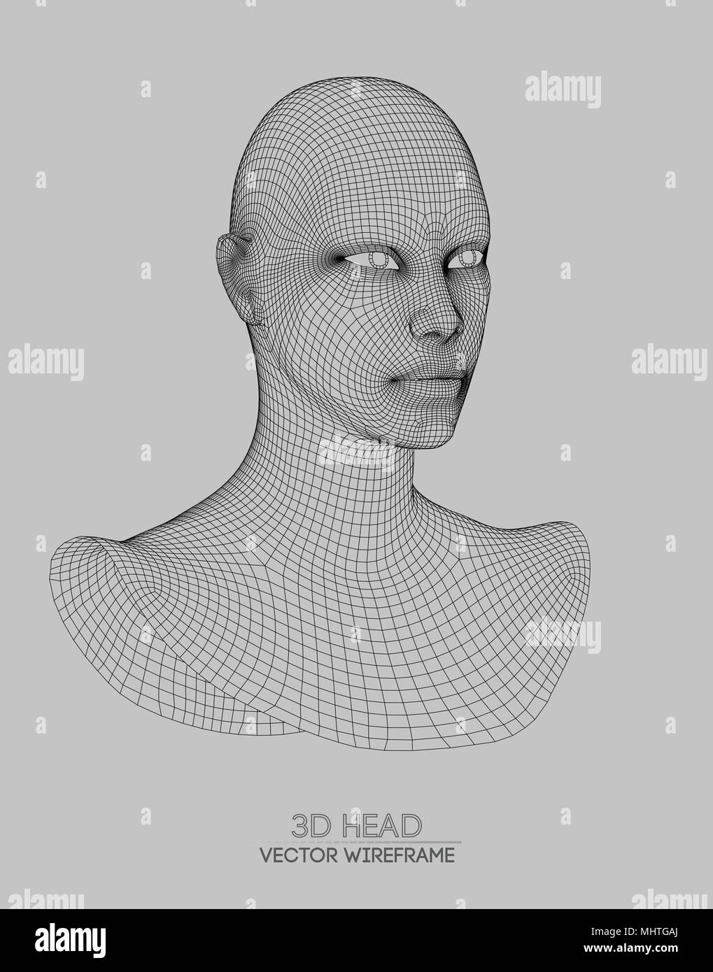 3D-Drahtmodell Vektor. Zeichnung von drahtmodell Head 3d Modell. Vector Illustration. Stock Vektor