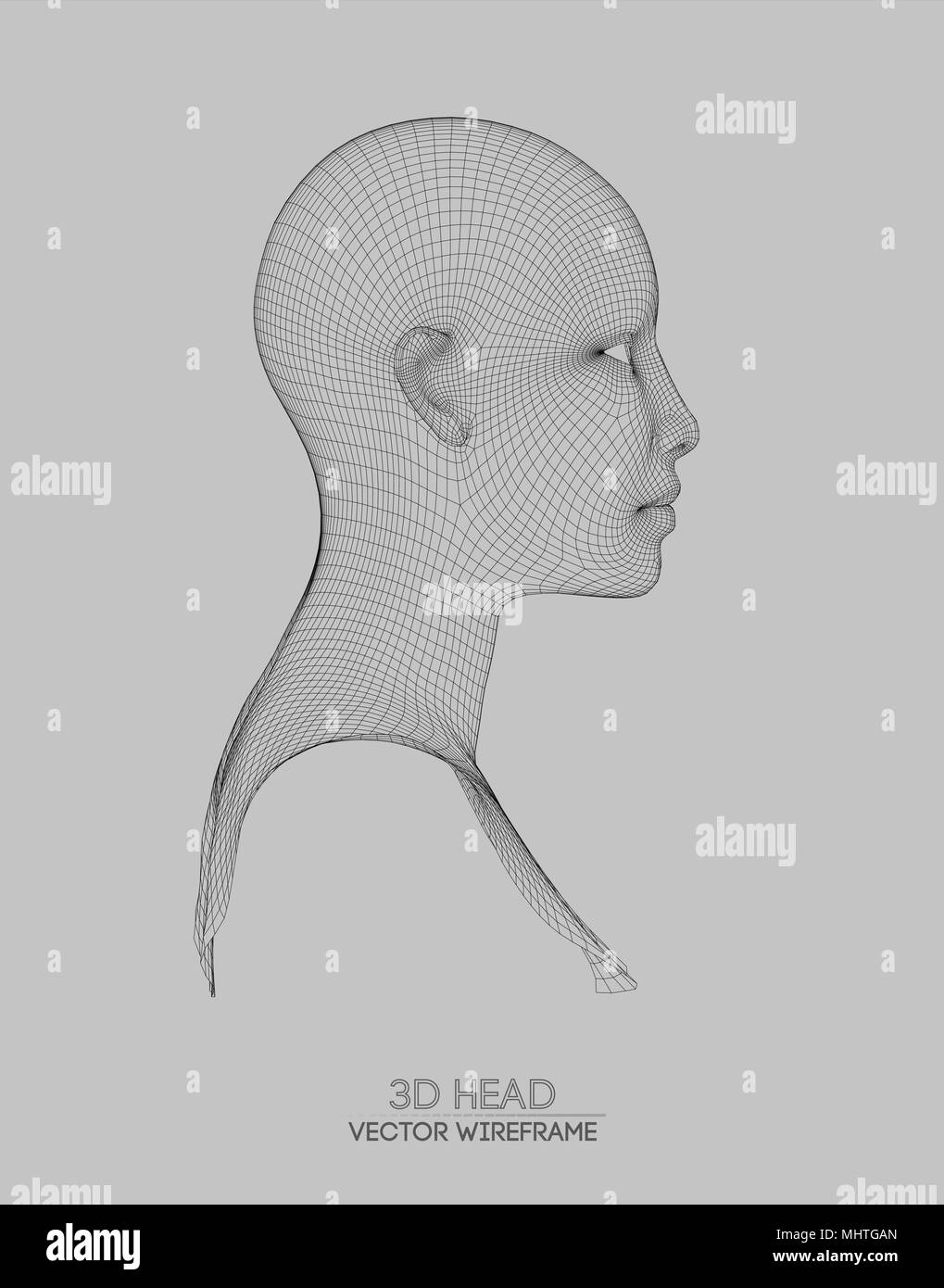 3D-Drahtmodell Vektor. Zeichnung von drahtmodell Head 3d Modell. Vector Illustration. Stock Vektor