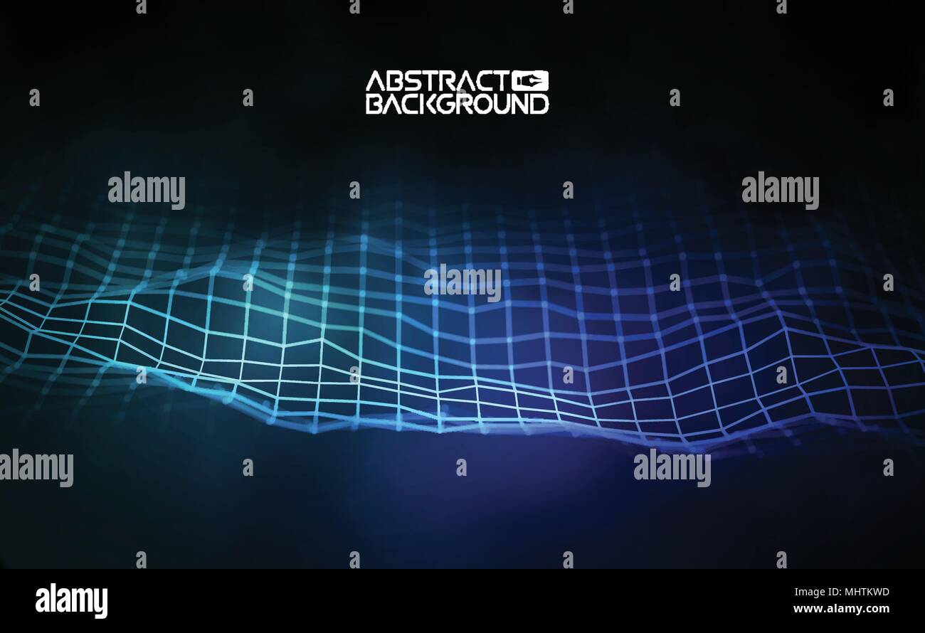 Netzwerkverbindung Konzept blue Vector Illustration. Futuristische hexagon Perspektive Weitwinkel Landschaft. Futuristische Wabe Konzept. 3D-Landschaft. Große Daten digitale Hintergrund. Stock Vektor