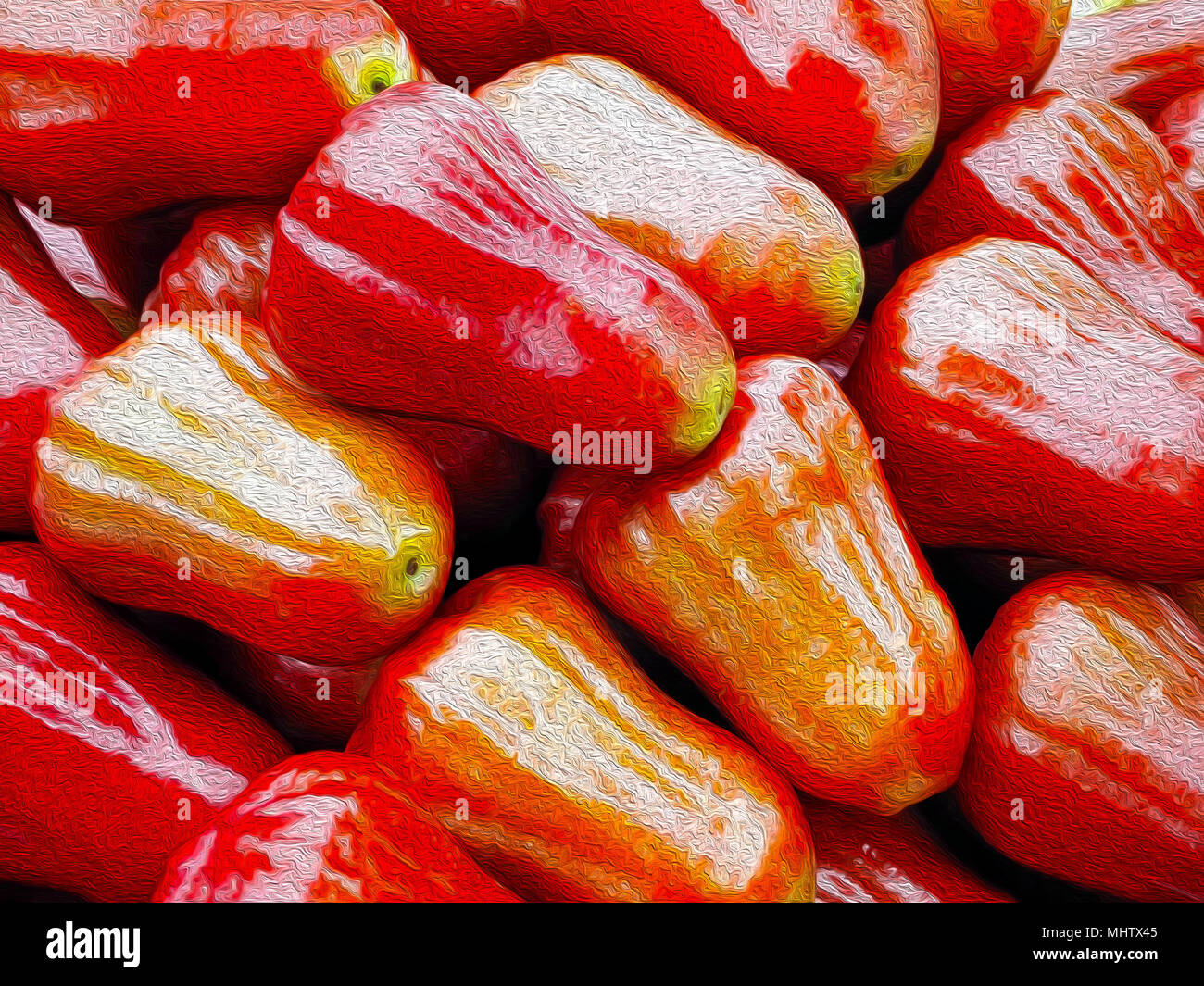 Frische Rose Äpfel in Öl Malerei Textur Stockfoto