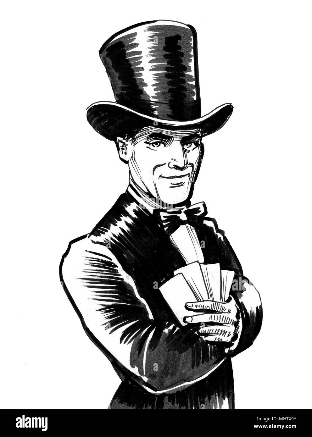 Spieler Charakter. Tinte schwarz und weiß Abbildung: Stockfoto