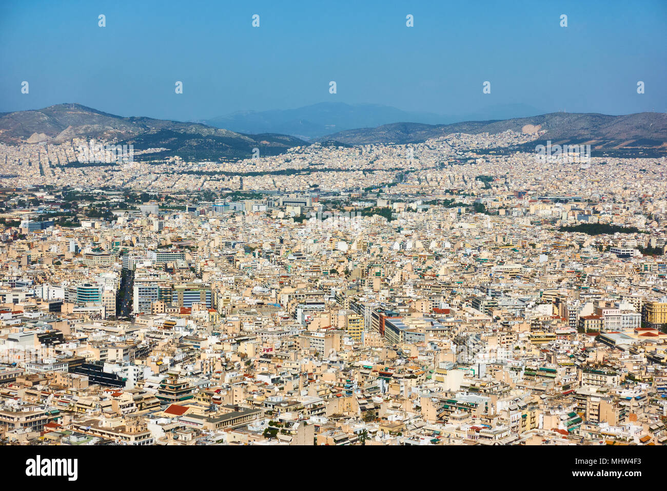 Ansicht der Residental Gegenden von Athen in der Stadt von Mount Lycabettus, Griechenland Stockfoto