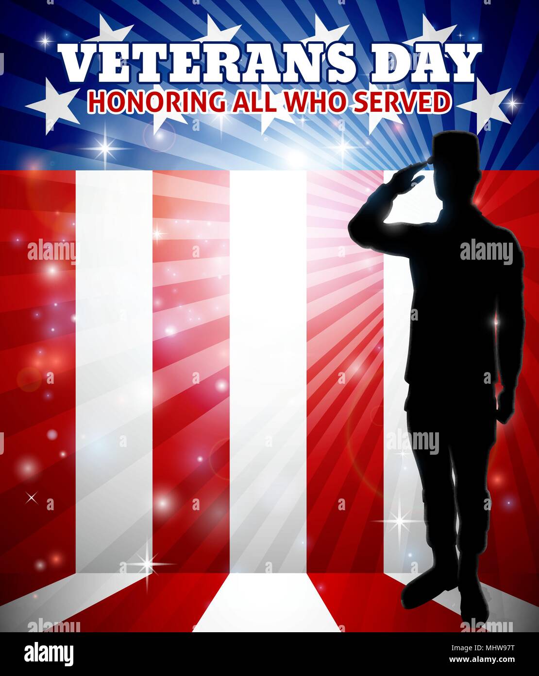 Veterans Day amerikanische Soldat Salutierte Stock Vektor
