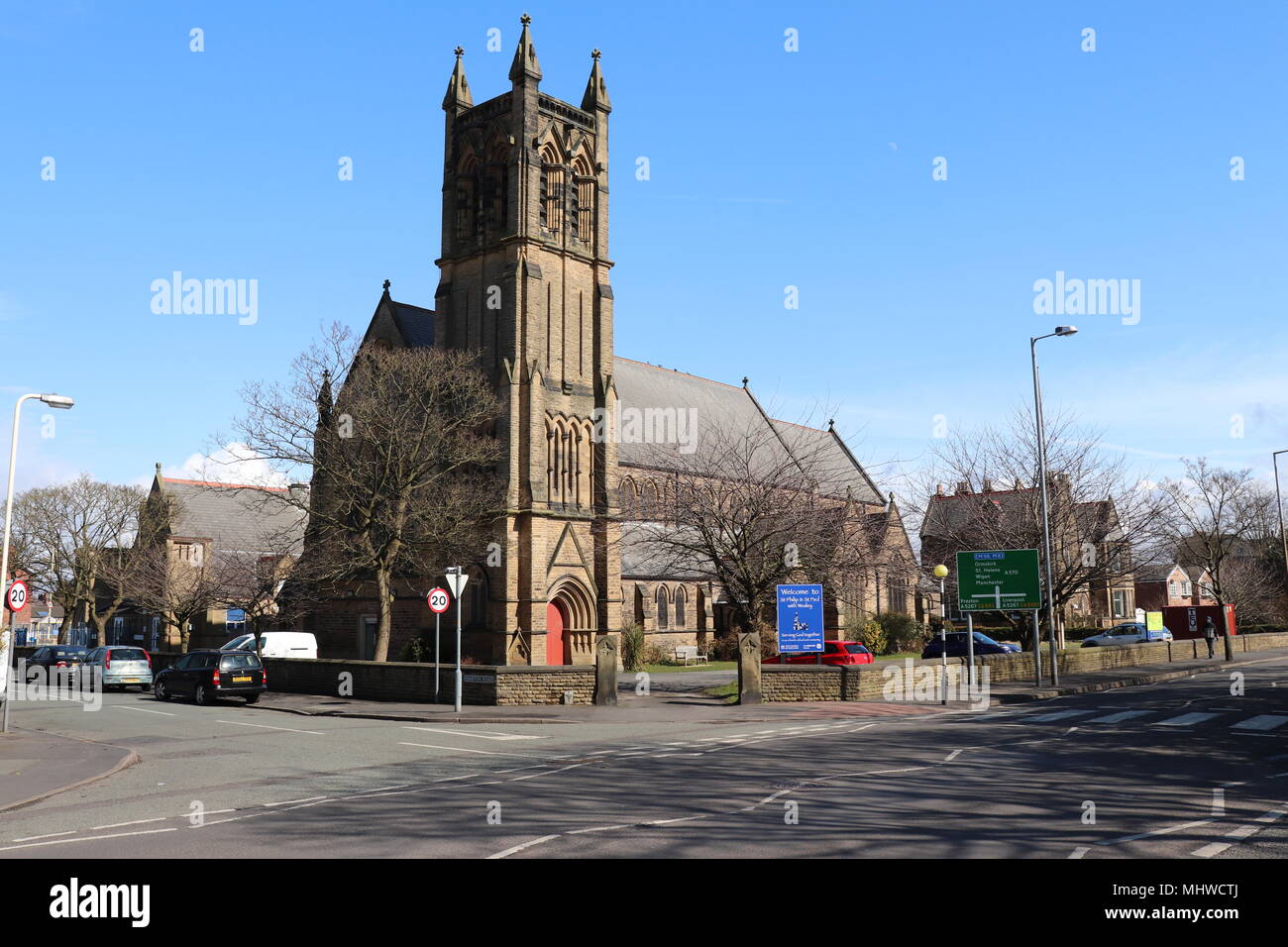 St. Philip, St Paul mit Wesley Kirche, Southport Stockfoto