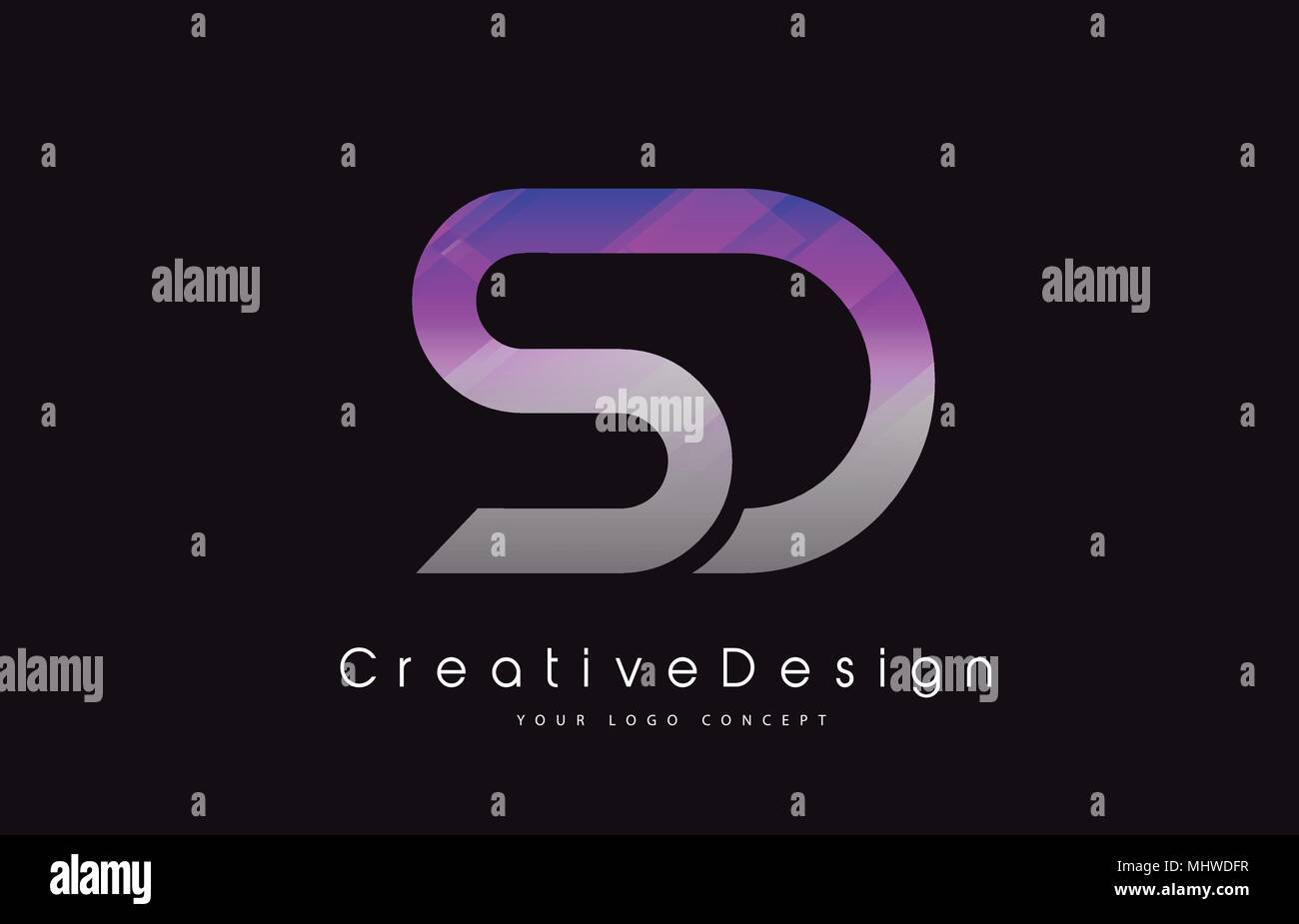 SD schreiben Logo in Lila Textur Farben. Kreative moderne Briefe Vektor Icon Logo Illustration. Stock Vektor