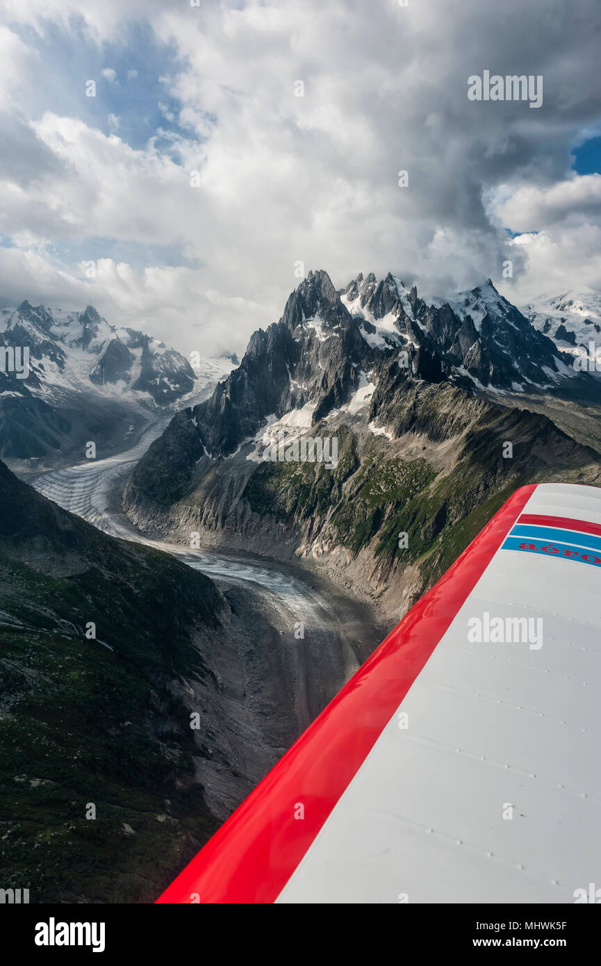 Sightseeing Flug über das Massif des Mont Blanc, Region Rhône-Alpes, Frankreich Stockfoto