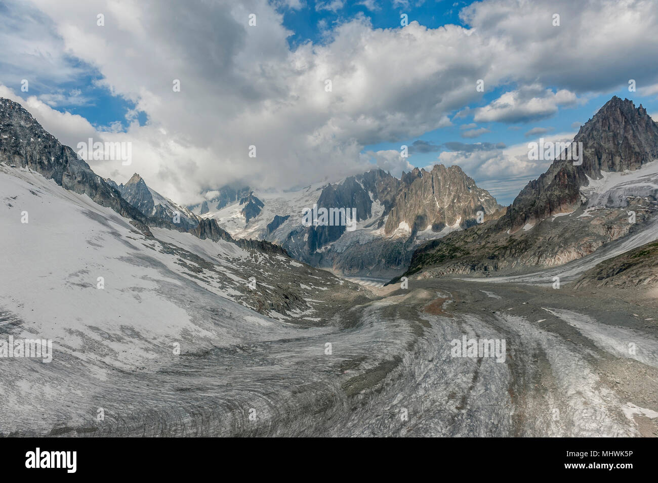 Sightseeing Flug über das Massif des Mont Blanc, Region Rhône-Alpes, Frankreich Stockfoto