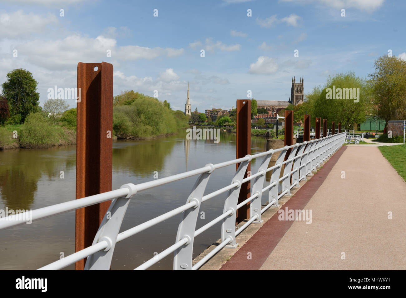 Worcester Stadt am Fluss Severn Stockfoto