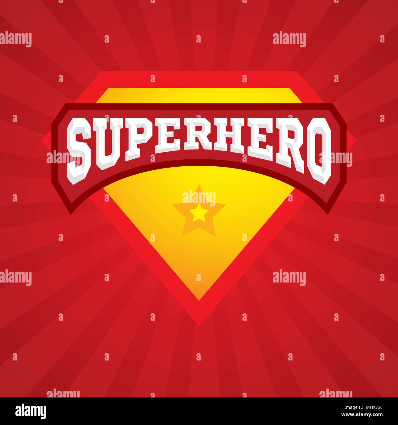 Superhelden logo Vorlage. Das Symbol eines Superhelden und Superkräfte, fanart Hintergrund. Vektor Superhelden Symbol. Stock Vektor