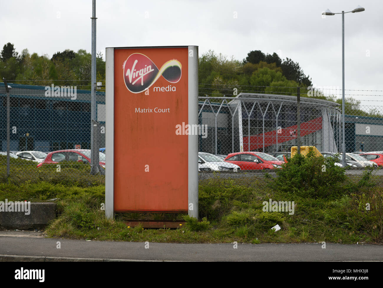 SWANSEA, 3. Mai 2018 die Virgin Media Call Center in Llansamlet, Swansea, wo es Arbeitsplatzverluste zu werden. Stockfoto