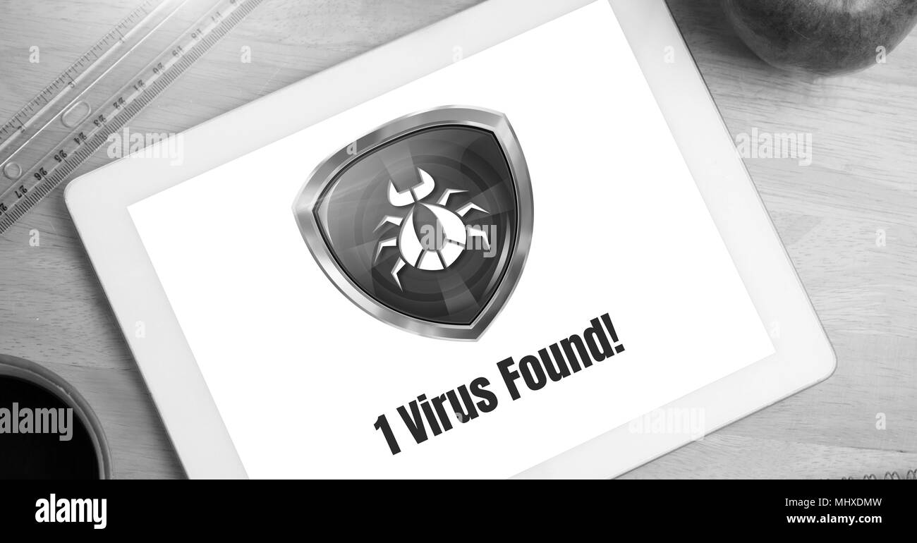 Virus Schutz bug Shield auf Tablet Stockfoto