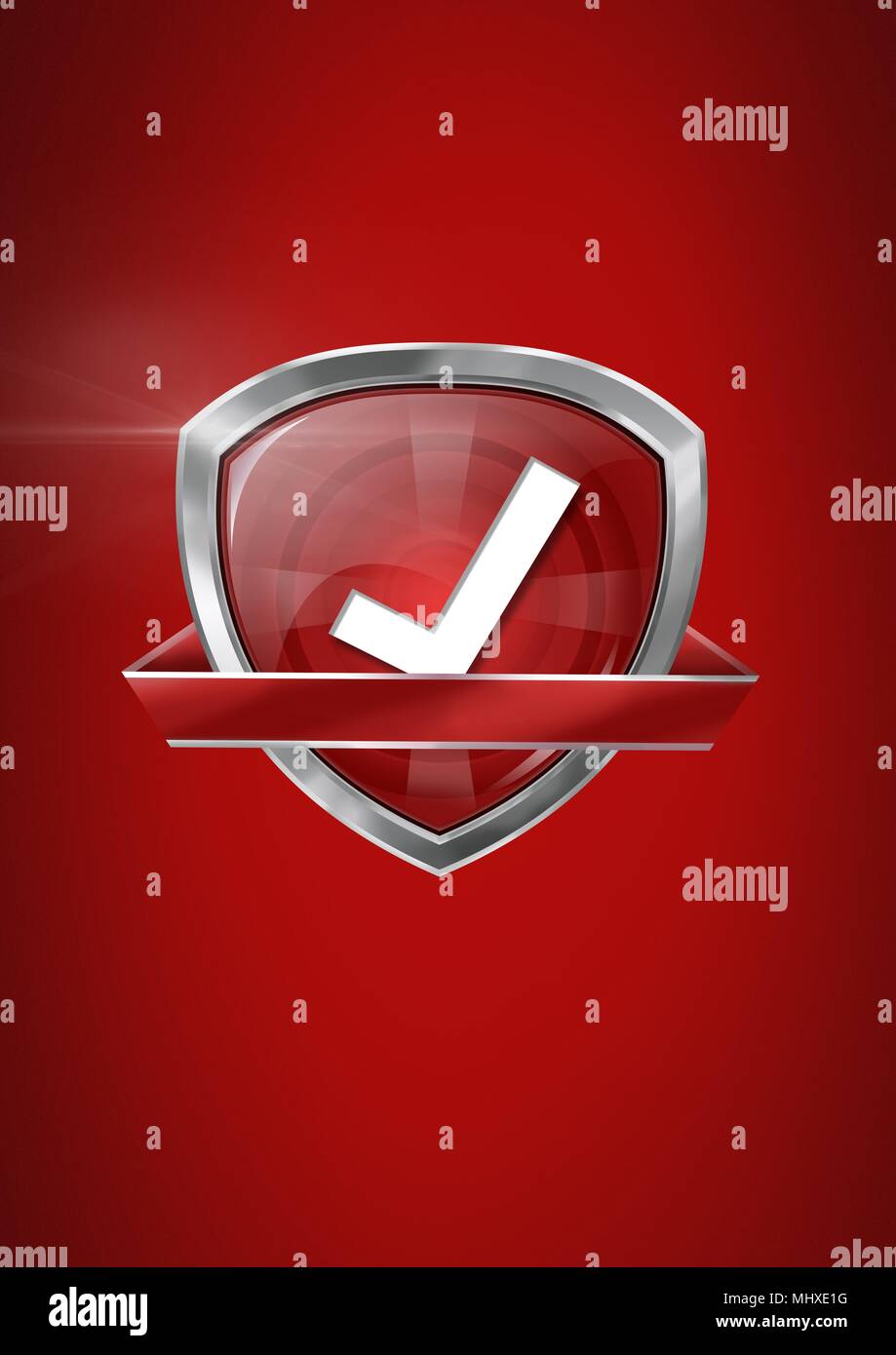 Richtigen tick Qualität mit rotem Hintergrund Stockfoto