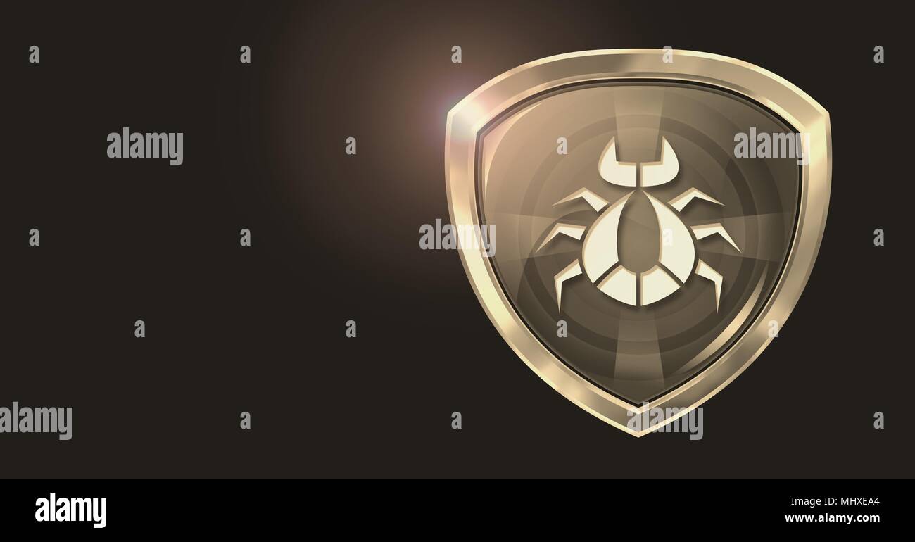 Metall Bug Virus Sicherheit Schutz Schild Stockfoto
