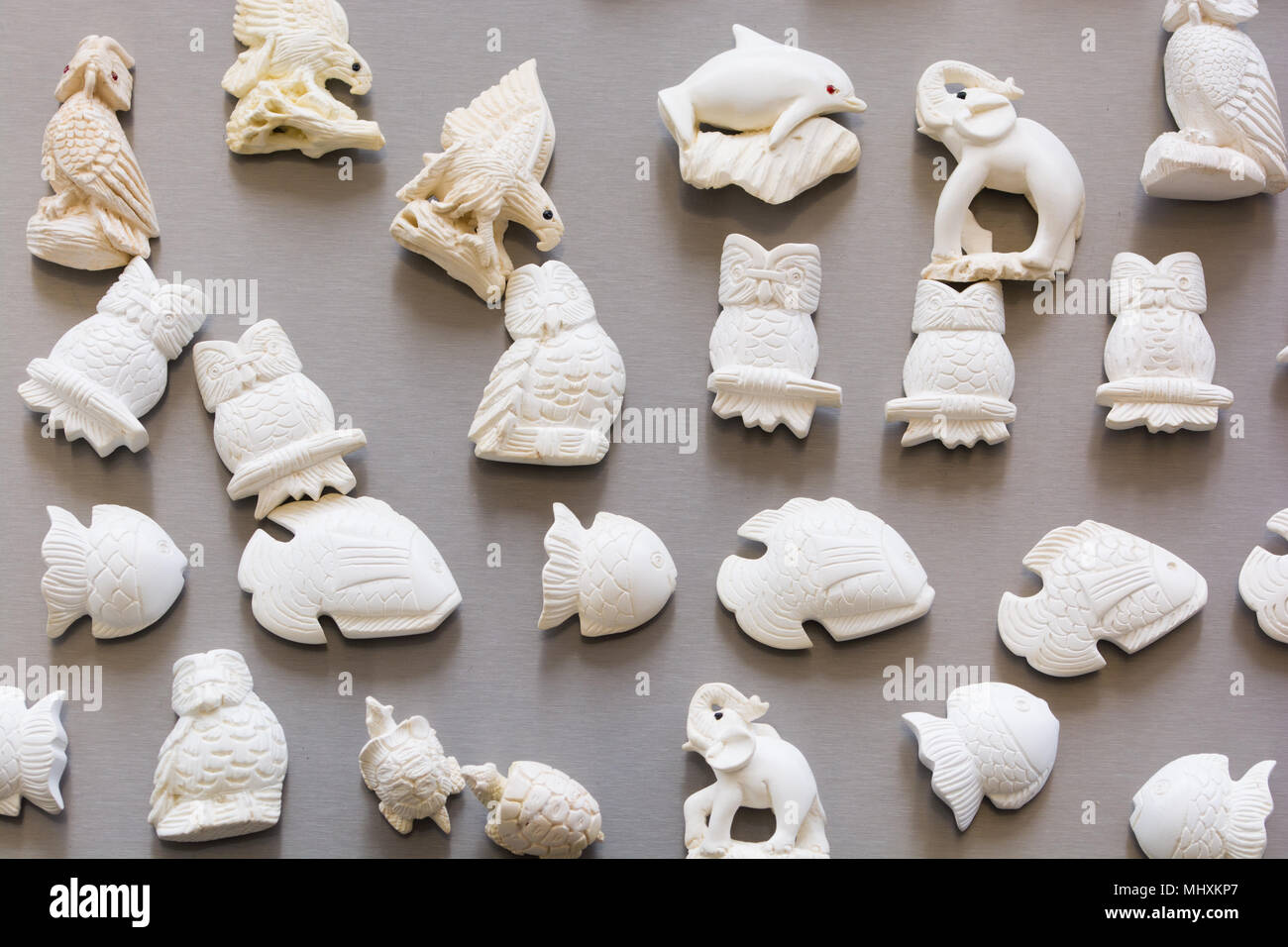 Meerschaum Ziergegenstände. Normalerweise benutzt, Magnet, Tabakpfeife, Skulpturen und Schmuck zu machen. Fast alle meerschaum ist aus Eskisehir/entfernt Stockfoto