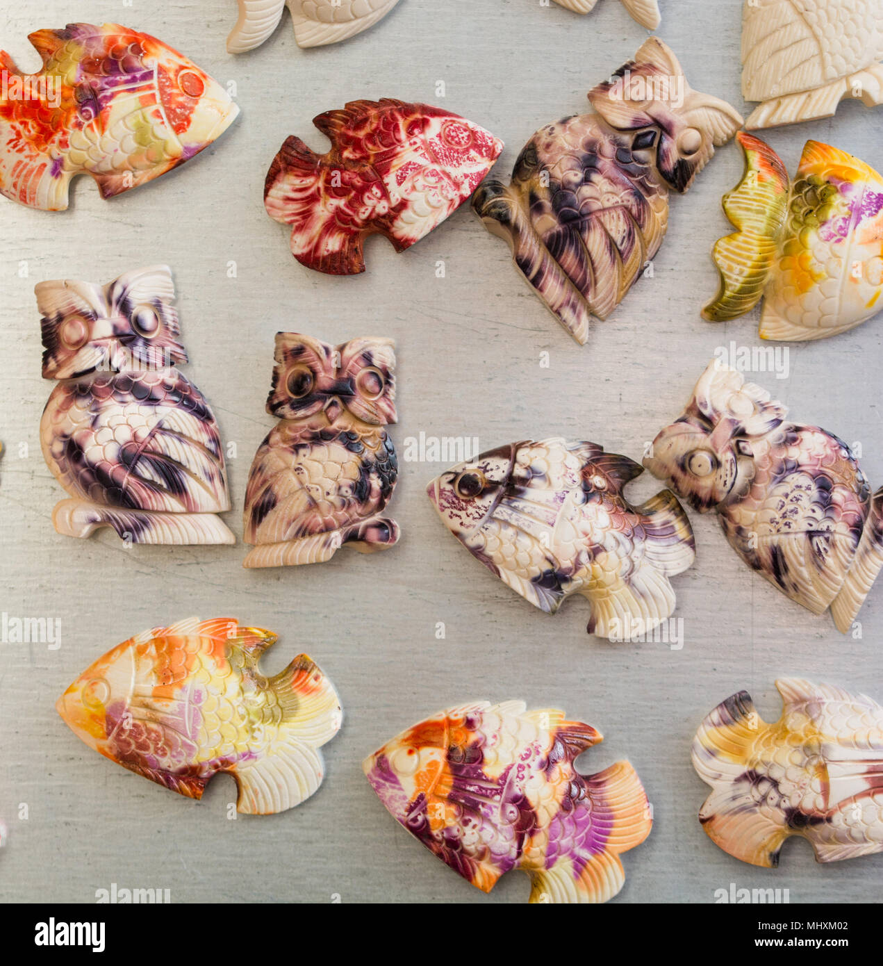 Meerschaum Ziergegenstände. Normalerweise benutzt, Magnet, Tabakpfeife, Skulpturen und Schmuck zu machen. Fast alle meerschaum ist aus Eskisehir/entfernt Stockfoto