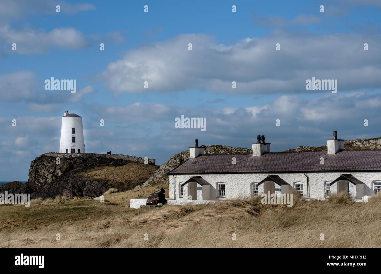 Coast Guard cottages Ynys Llanddwyn Rhosneigr Warren ANGLESEY Wales Stockfoto