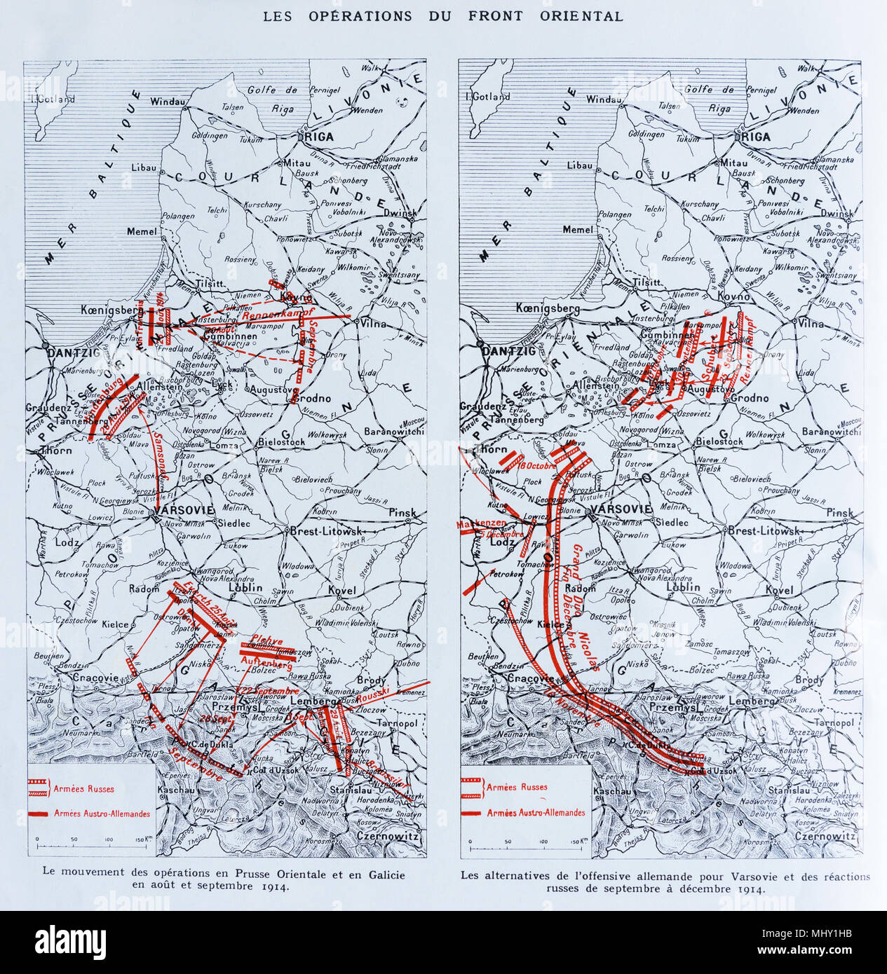 Bewegung der Armee in Ostpreußen und Galizien im August und September und von September bis Dezember 2014, Deutschland Stockfoto