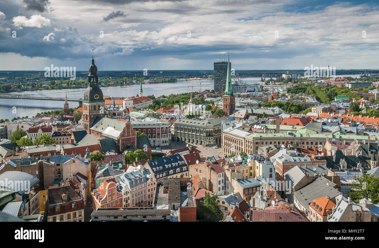 Luftaufnahme der Stadt Riga, der Hauptstadt ost Lettland, Lettland Stockfoto