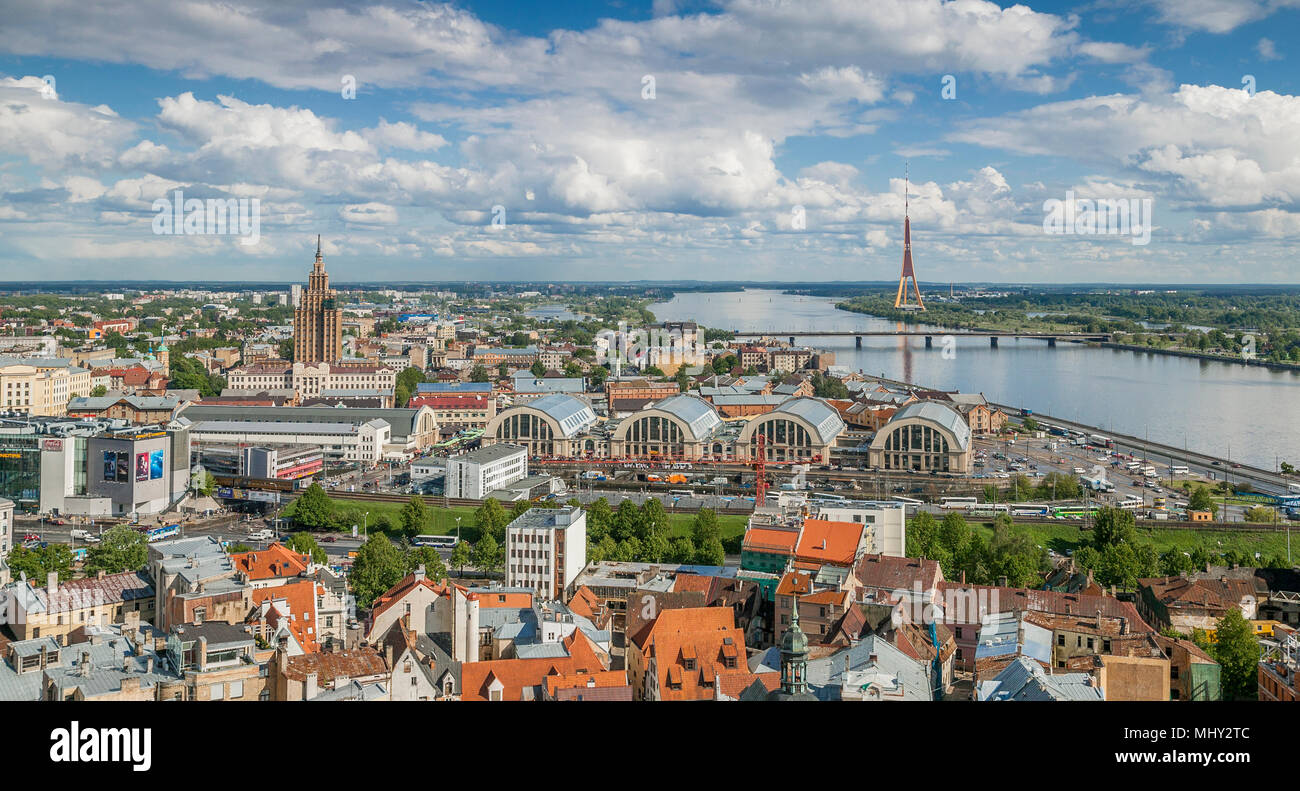 Luftaufnahme der Stadt Riga, der Hauptstadt ost Lettland, Lettland Stockfoto