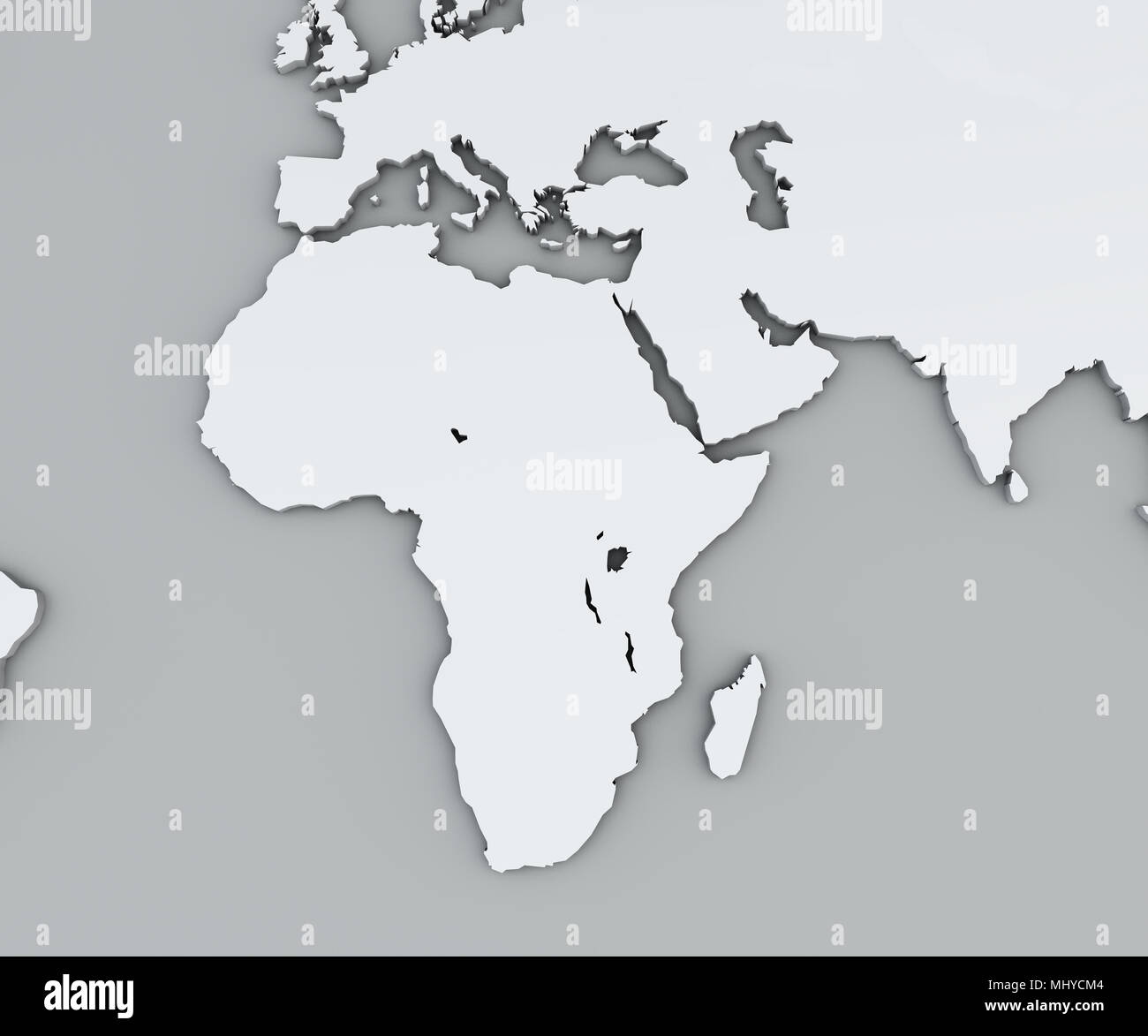 Karte von Afrika, weiß geografische Karte, Physik. Kartographie, geographische Atlas Stockfoto