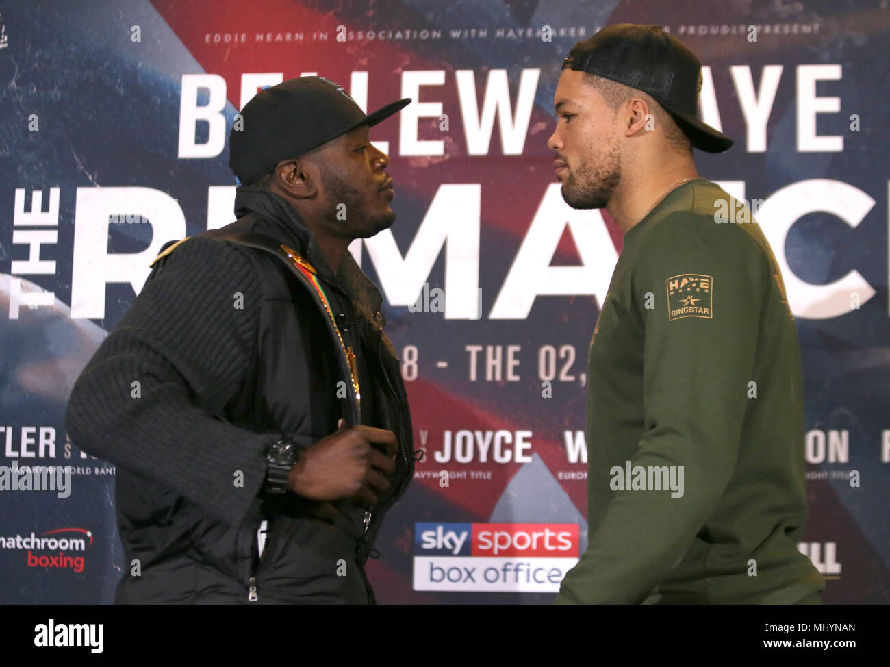 Lenroy Thomas (links) und Joe Joyce während der Pressekonferenz im Park Plaza, London. Stockfoto