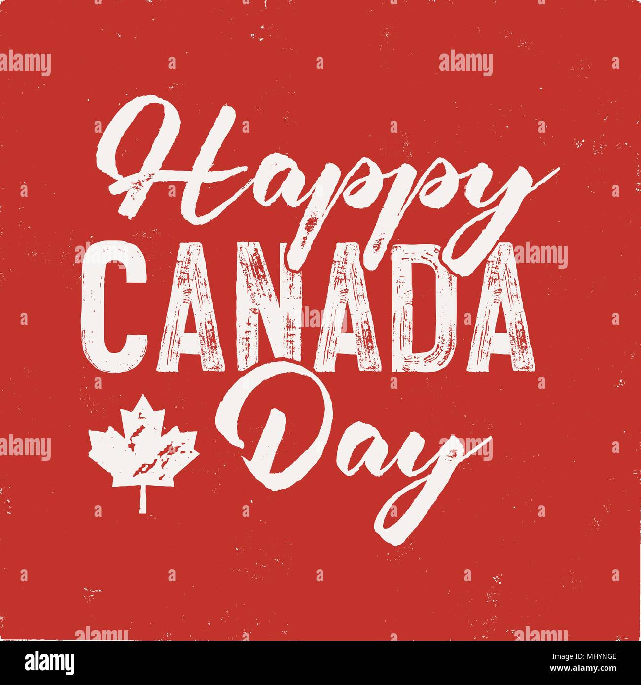 Happy Canada Day T-Shirt für Geschenk. Distressed Maple Leaf mit Text. Lesen und Weiß nationalen Farben. T-Grafik. Vektor Stock Vektor