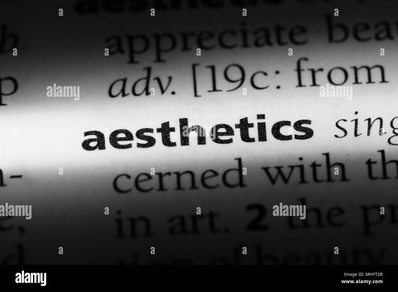 Ästhetik Wort in einem Wörterbuch. Ästhetik Konzept. Stockfoto