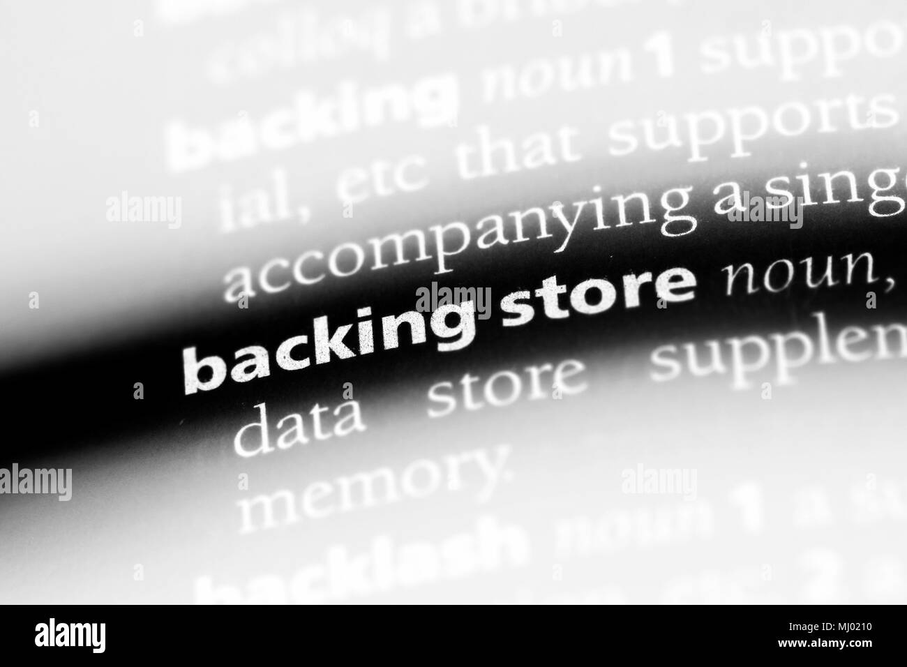 Backing Store Wort in einem Wörterbuch. Backing Store Konzept. Stockfoto