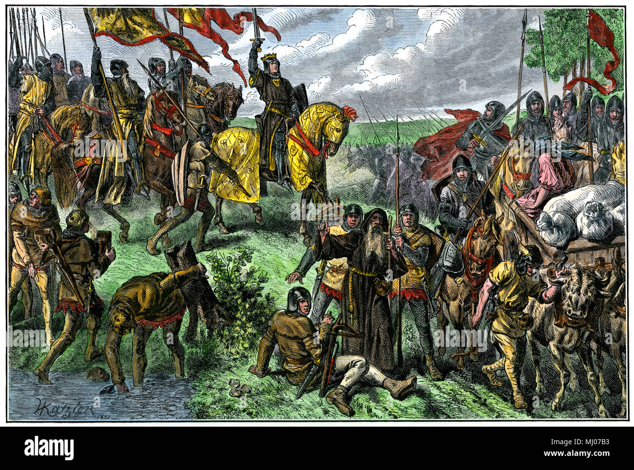 Rudolph ich Österreich, der ersten Habsburger Kaiser des Heiligen Römischen Reiches zu sein. Hand - farbige Holzschnitt Stockfoto