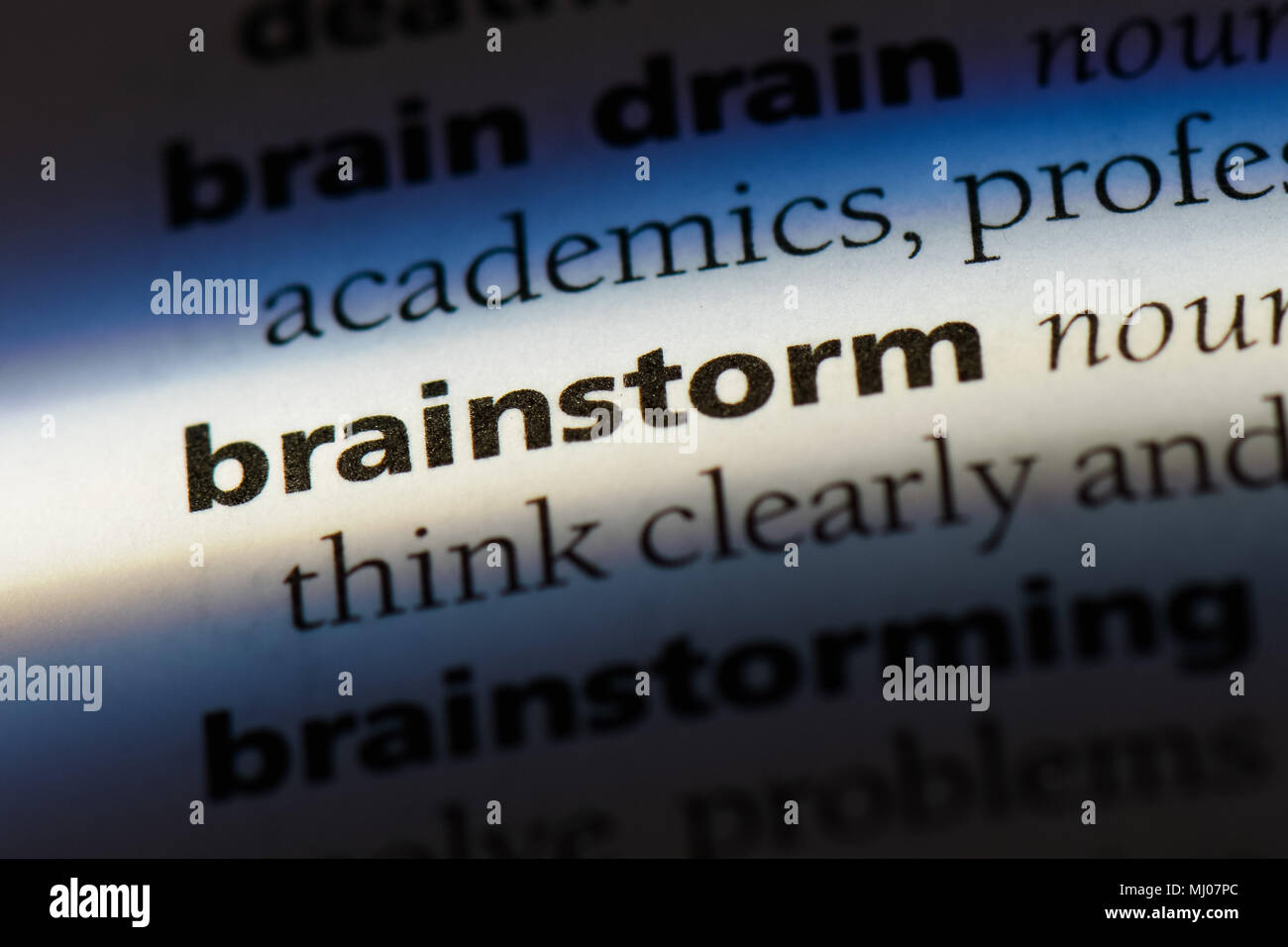 Brainstorming Wort in einem Wörterbuch. Brainstorming Konzept. Stockfoto