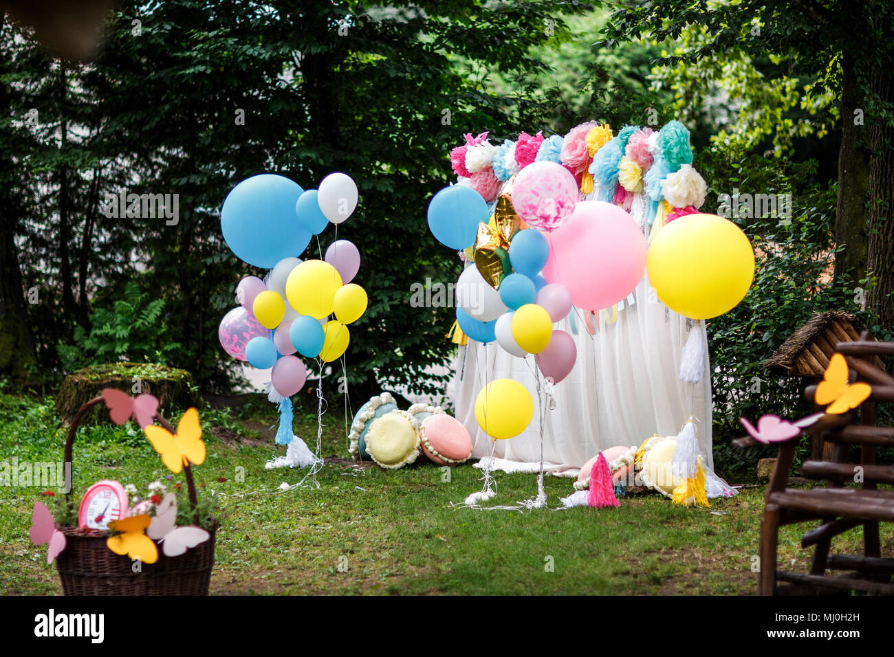Geburtstag Dekoration Ballons Stockfoto