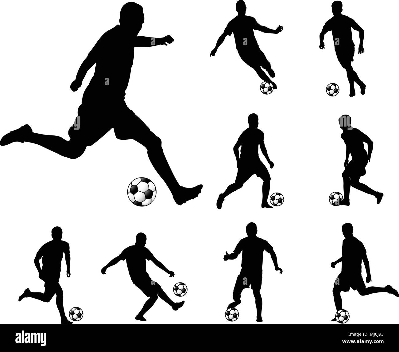 Fußball-Spieler Silhouetten - Vektor Stock Vektor
