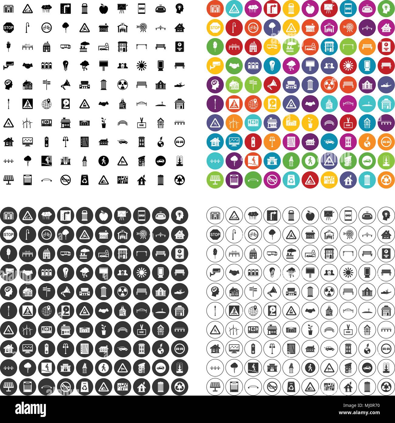100 Stadtplanung Icons Set Vector Variante Stock Vektorgrafik Alamy
